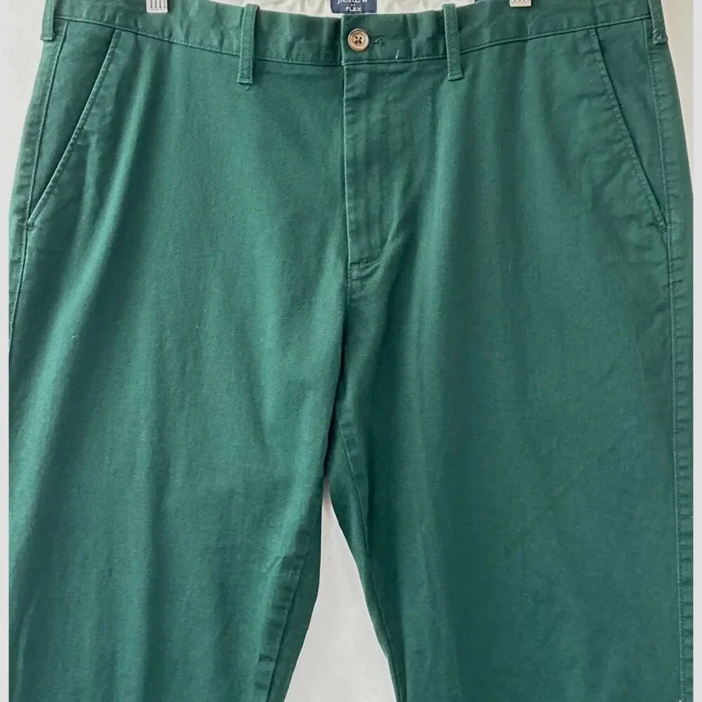 J. Crew Straight Fit Flex Chino Pants H3186 Dark Green W38 L32 Cotton Workwear
